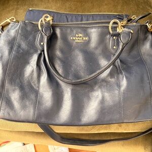 Leather COACH Navy Blue Satchel Handbag